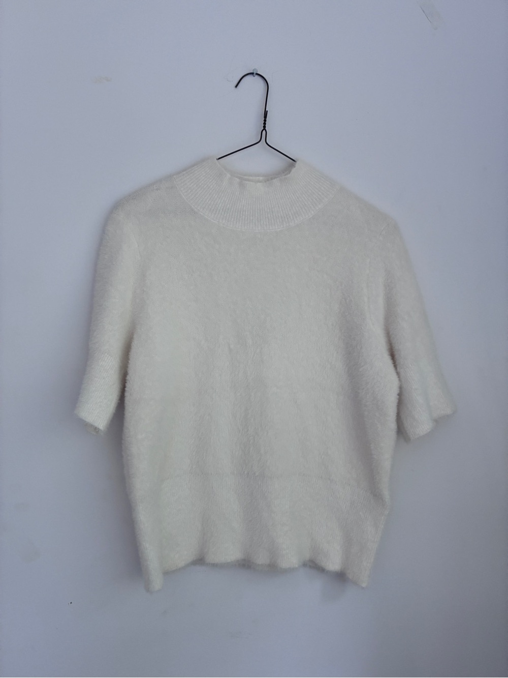 Bailey 44 Cream Fuzzy Short-Sleeve Sweater